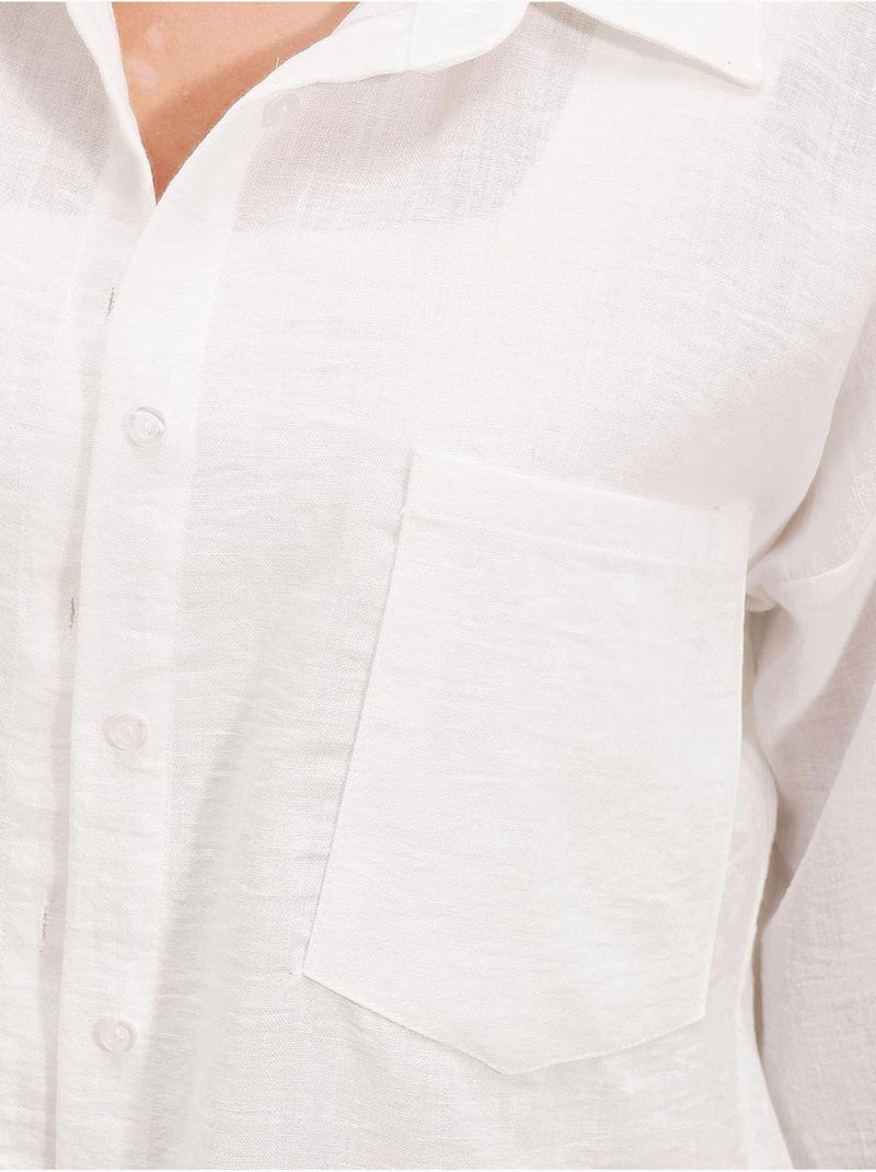 Camicia overshirt in misto lino con chiusura a bottoni bdart Bianco - Kiabi