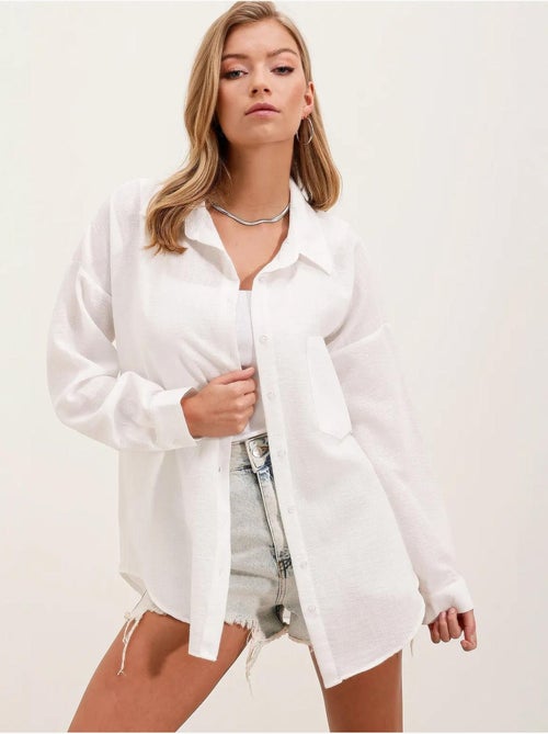Camicia overshirt in misto lino con chiusura a bottoni bdart - Kiabi