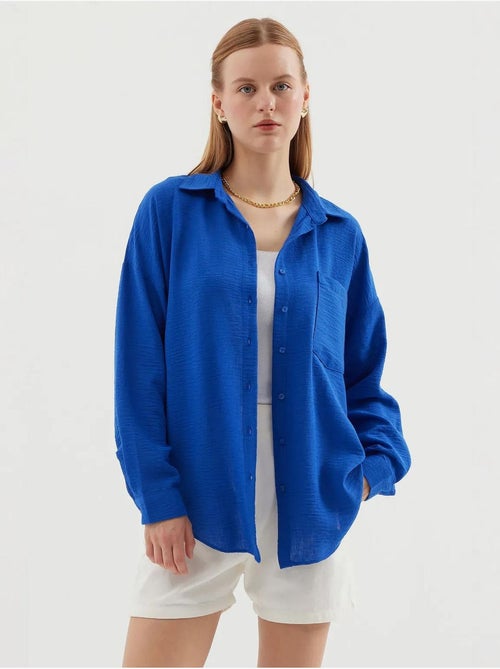 Camicia overshirt in misto lino con chiusura a bottoni bdart - Kiabi