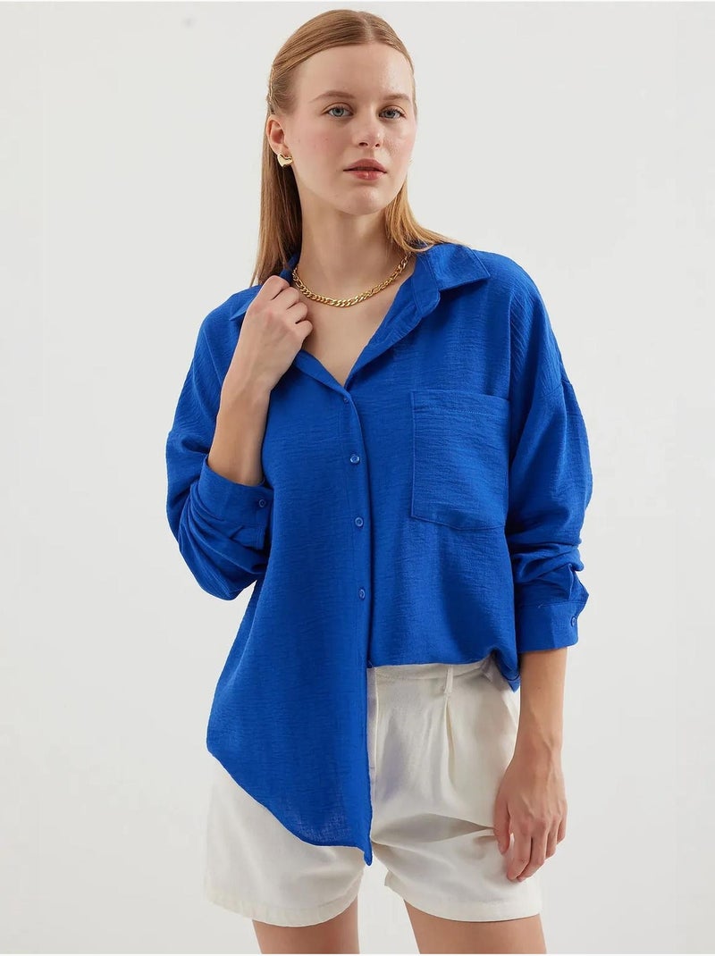 Camicia overshirt in misto lino con chiusura a bottoni bdart Blu cobalto - Kiabi