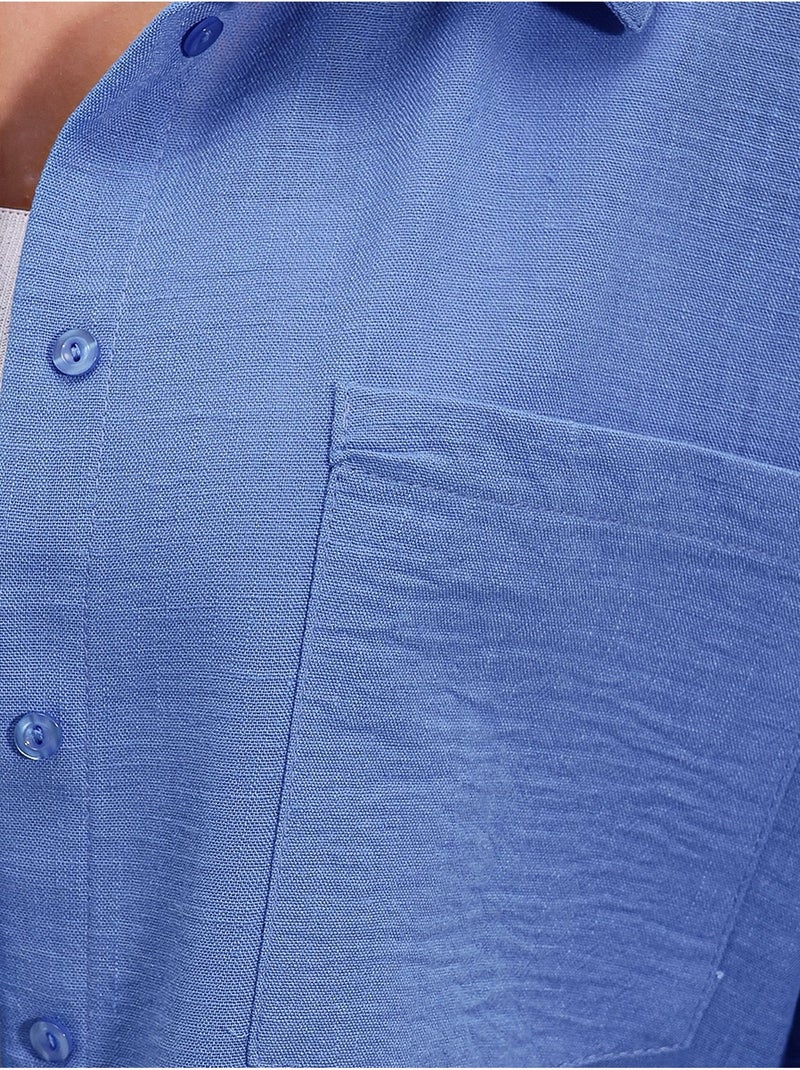 Camicia overshirt in misto lino con chiusura a bottoni bdart Blu - Kiabi
