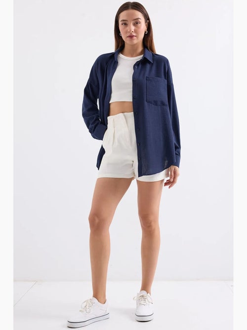 Camicia overshirt in misto lino con chiusura a bottoni bdart - Kiabi