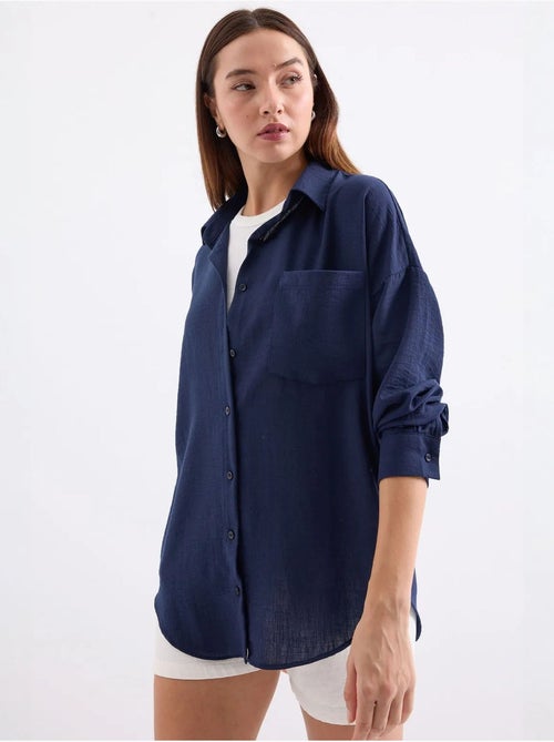 Camicia overshirt in misto lino con chiusura a bottoni bdart - Kiabi