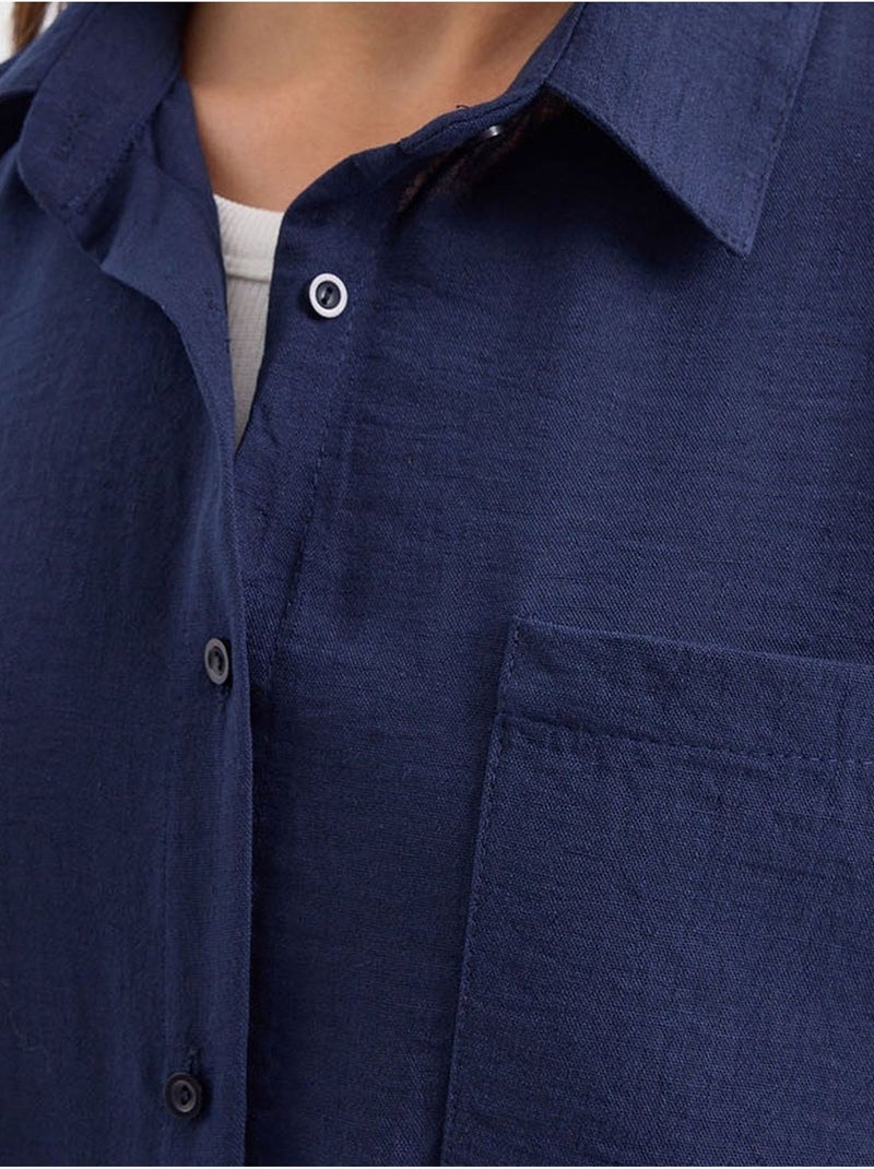 Camicia overshirt in misto lino con chiusura a bottoni bdart Blu marino - Kiabi