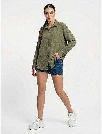 Camicia overshirt in misto lino con chiusura a bottoni bdart