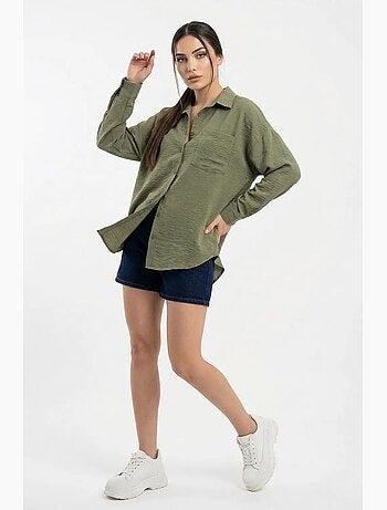 Camicia overshirt in misto lino con chiusura a bottoni bdart