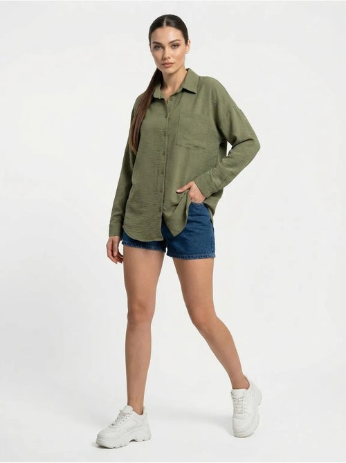 Camicia overshirt in misto lino con chiusura a bottoni bdart - Kiabi