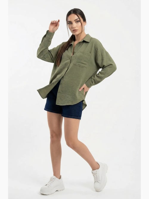 Camicia overshirt in misto lino con chiusura a bottoni bdart - Kiabi