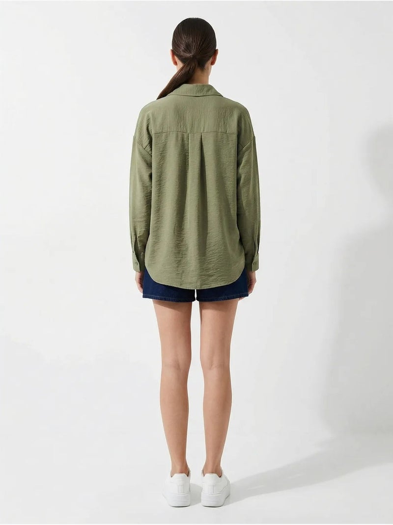 Camicia overshirt in misto lino con chiusura a bottoni bdart Cachi - Kiabi