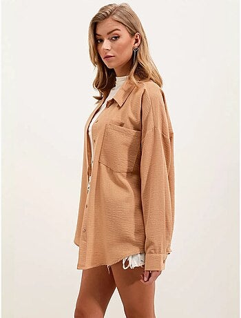 Camicia overshirt in misto lino con chiusura a bottoni bdart
