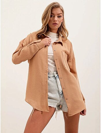 Camicia overshirt in misto lino con chiusura a bottoni bdart
