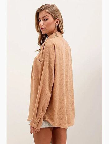 Camicia overshirt in misto lino con chiusura a bottoni bdart