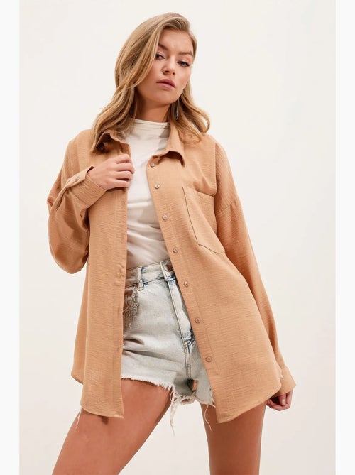 Camicia overshirt in misto lino con chiusura a bottoni bdart - Kiabi