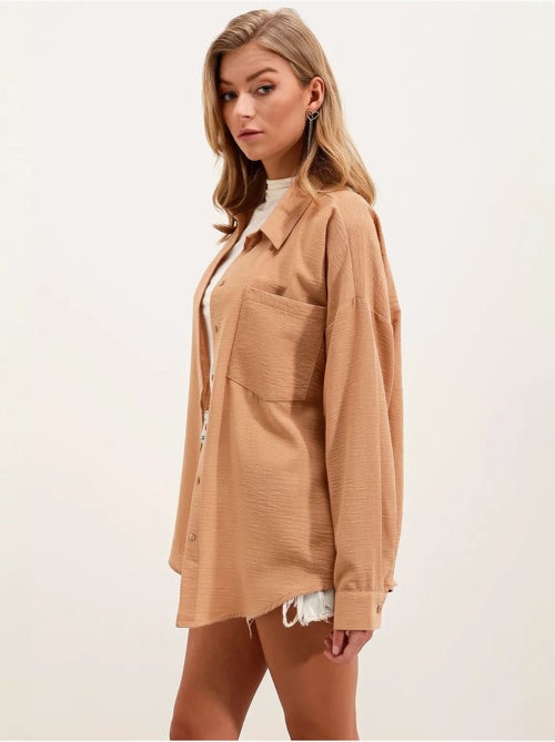 Camicia overshirt in misto lino con chiusura a bottoni bdart - Kiabi