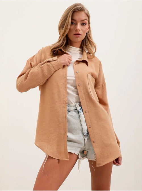 Camicia overshirt in misto lino con chiusura a bottoni bdart - Kiabi