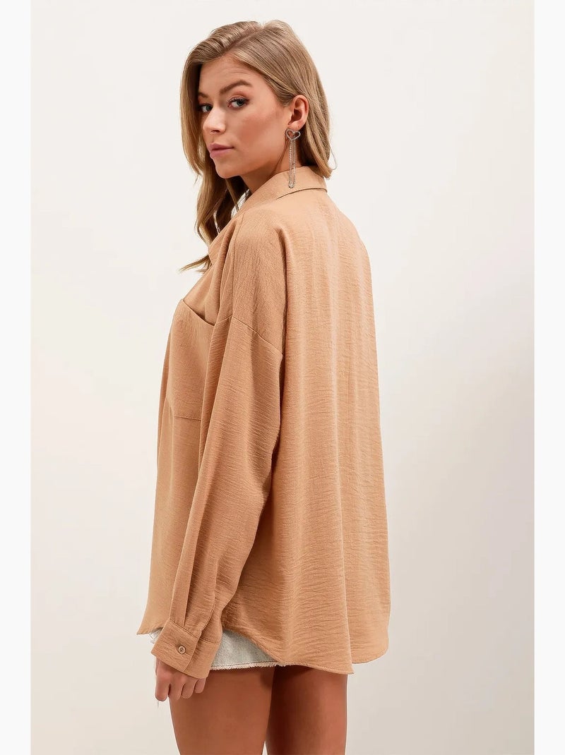 Camicia overshirt in misto lino con chiusura a bottoni bdart Cammello - Kiabi