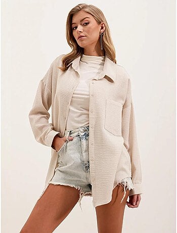 Camicia overshirt in misto lino con chiusura a bottoni bdart