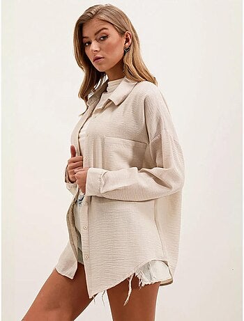 Camicia overshirt in misto lino con chiusura a bottoni bdart