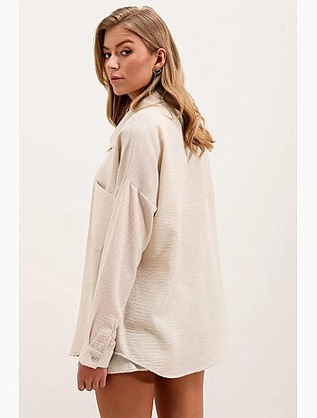 Camicia overshirt in misto lino con chiusura a bottoni bdart