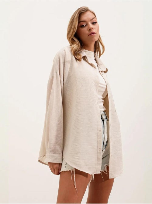 Camicia overshirt in misto lino con chiusura a bottoni bdart - Kiabi