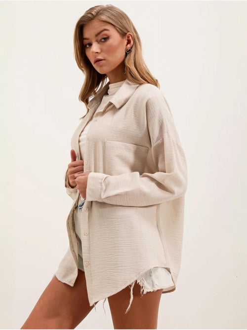 Camicia overshirt in misto lino con chiusura a bottoni bdart - Kiabi