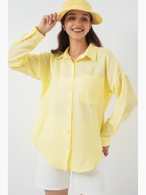 Camicia overshirt in misto lino con chiusura a bottoni bdart - Kiabi