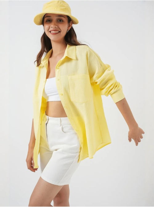 Camicia overshirt in misto lino con chiusura a bottoni bdart - Kiabi