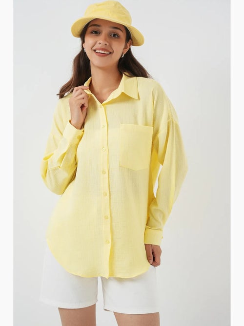 Camicia overshirt in misto lino con chiusura a bottoni bdart - Kiabi