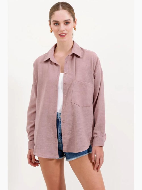 Camicia overshirt in misto lino con chiusura a bottoni bdart - Kiabi