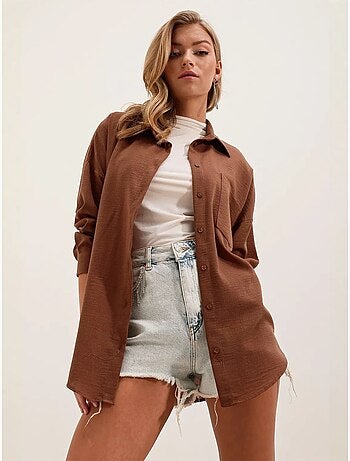 Camicia overshirt in misto lino con chiusura a bottoni bdart