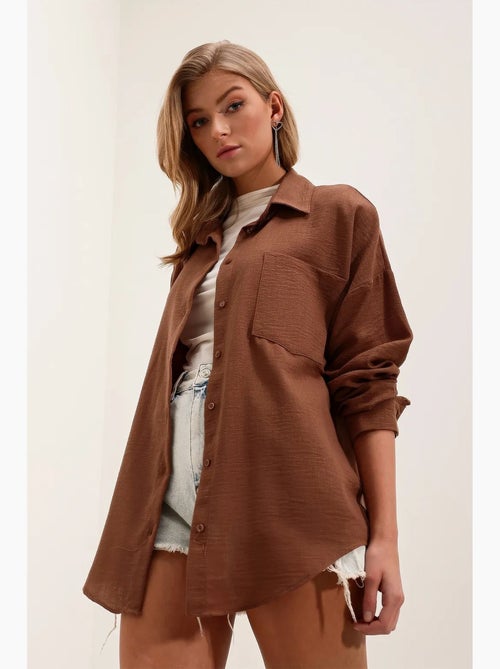 Camicia overshirt in misto lino con chiusura a bottoni bdart - Kiabi