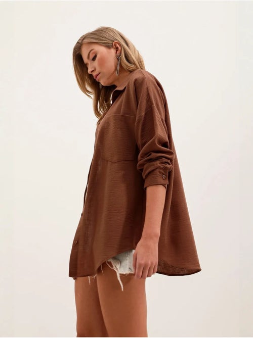 Camicia overshirt in misto lino con chiusura a bottoni bdart - Kiabi