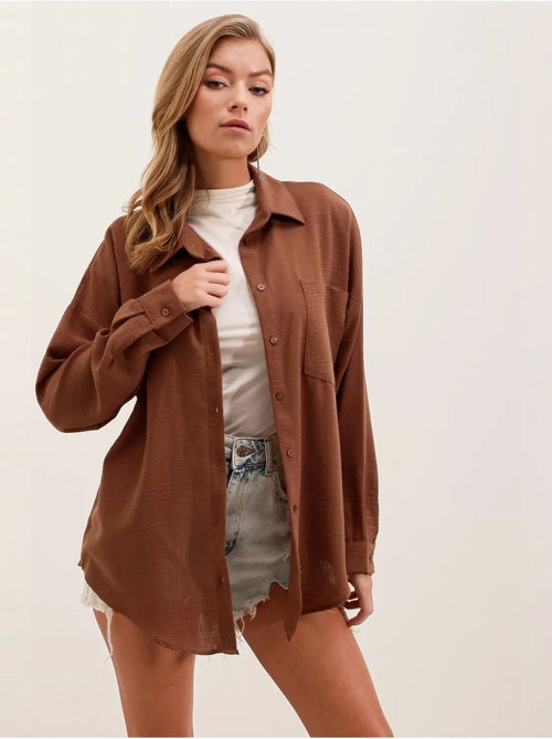 Camicia overshirt in misto lino con chiusura a bottoni bdart - Kiabi