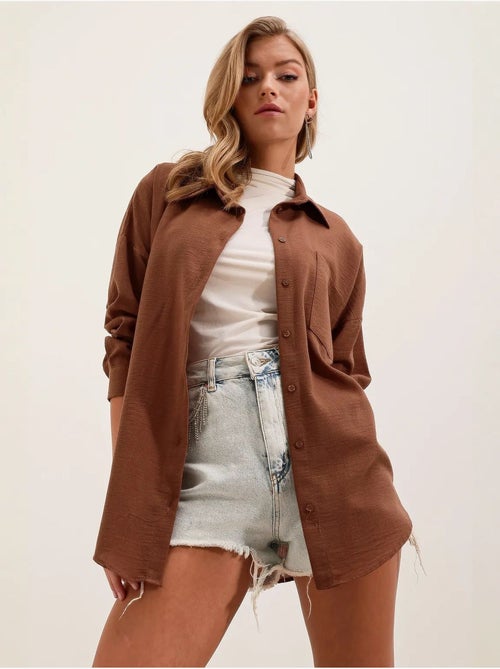 Camicia overshirt in misto lino con chiusura a bottoni bdart - Kiabi