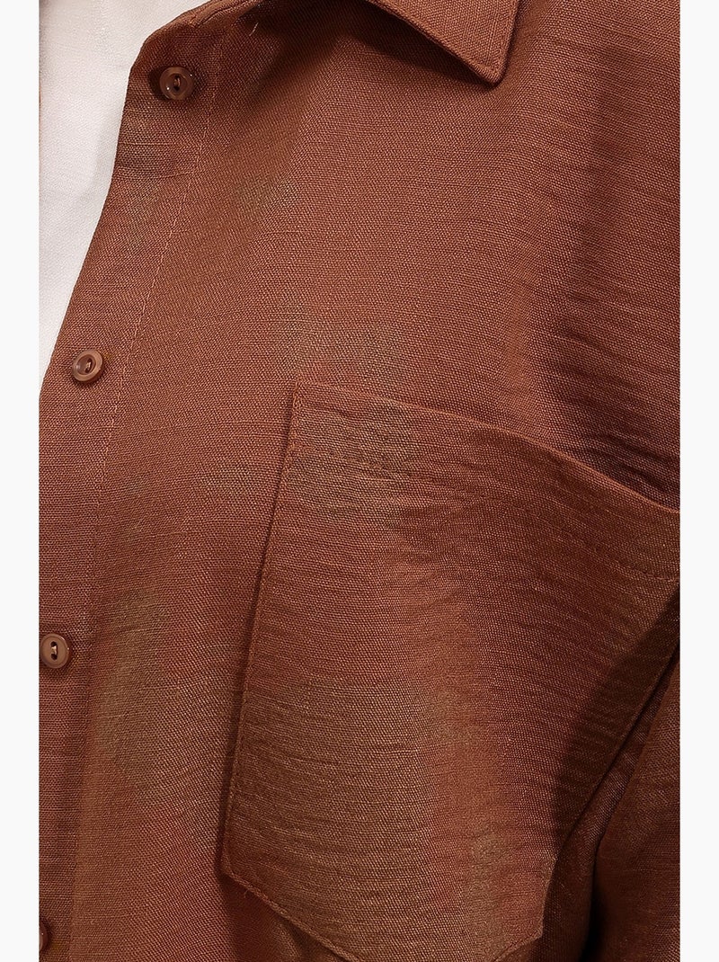 Camicia overshirt in misto lino con chiusura a bottoni bdart Marrone cioccolato - Kiabi