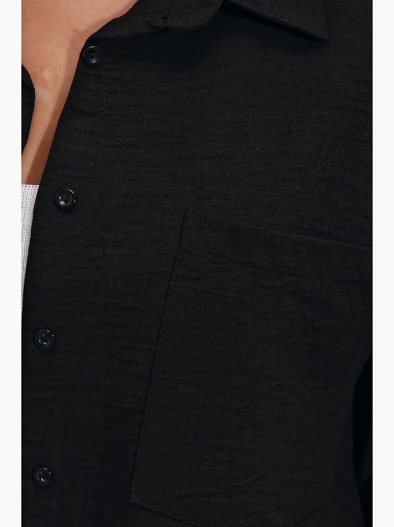 Camicia overshirt in misto lino con chiusura a bottoni bdart Nero - Kiabi