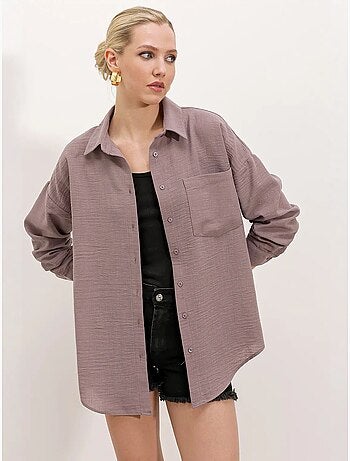 Camicia overshirt in misto lino con chiusura a bottoni bdart
