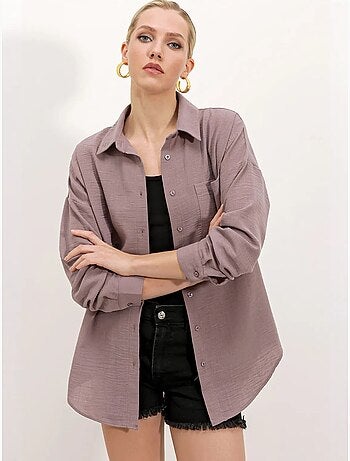 Camicia overshirt in misto lino con chiusura a bottoni bdart