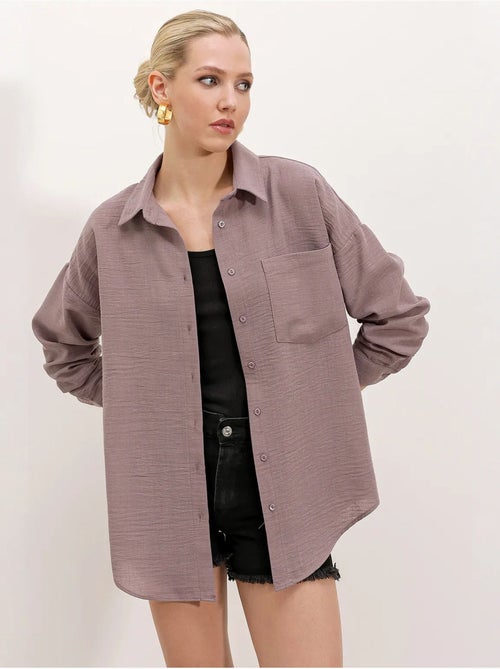 Camicia overshirt in misto lino con chiusura a bottoni bdart - Kiabi