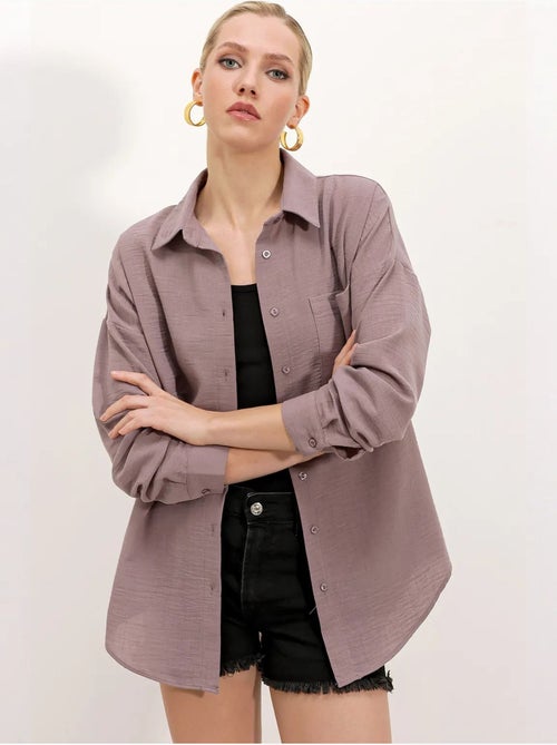 Camicia overshirt in misto lino con chiusura a bottoni bdart - Kiabi