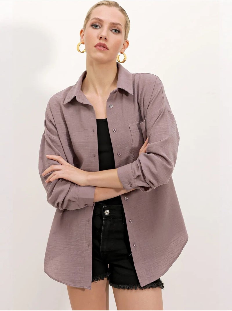 Camicia overshirt in misto lino con chiusura a bottoni bdart Rosa antico - Kiabi