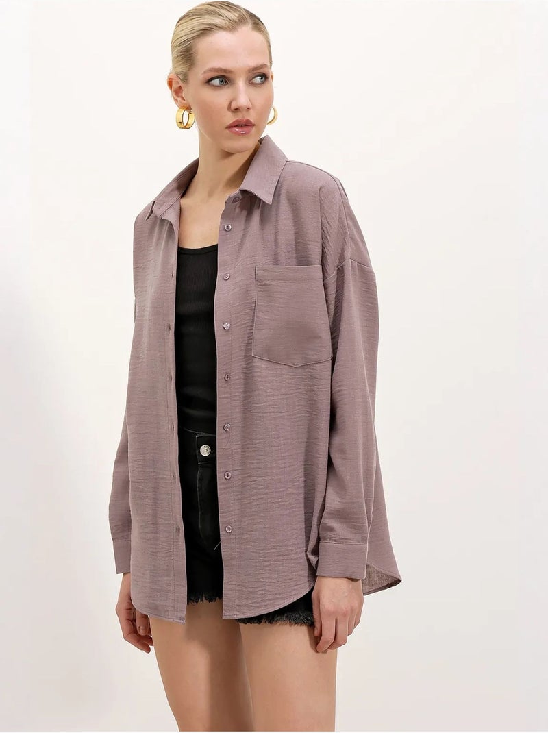 Camicia overshirt in misto lino con chiusura a bottoni bdart Rosa antico - Kiabi