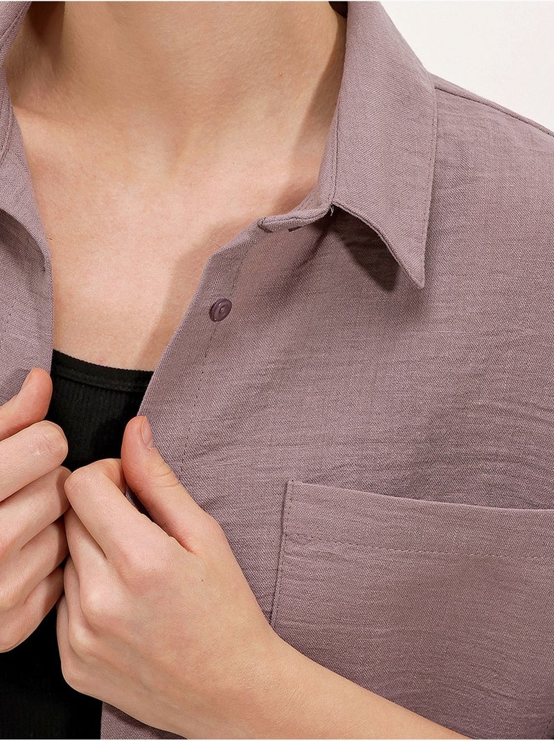Camicia overshirt in misto lino con chiusura a bottoni bdart Rosa antico - Kiabi