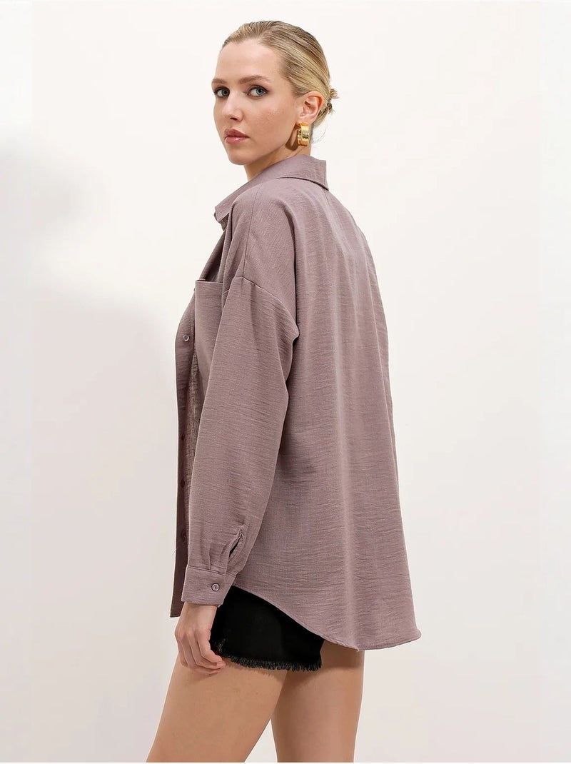 Camicia overshirt in misto lino con chiusura a bottoni bdart Rosa antico - Kiabi