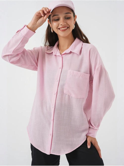 Camicia overshirt in misto lino con chiusura a bottoni bdart - Kiabi