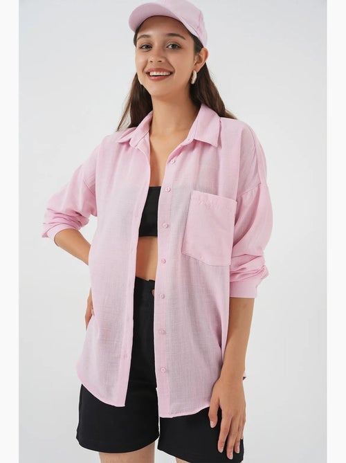 Camicia overshirt in misto lino con chiusura a bottoni bdart - Kiabi