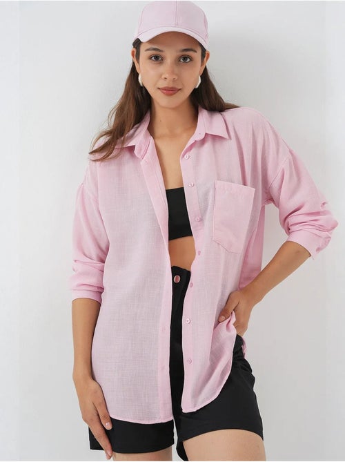 Camicia overshirt in misto lino con chiusura a bottoni bdart - Kiabi