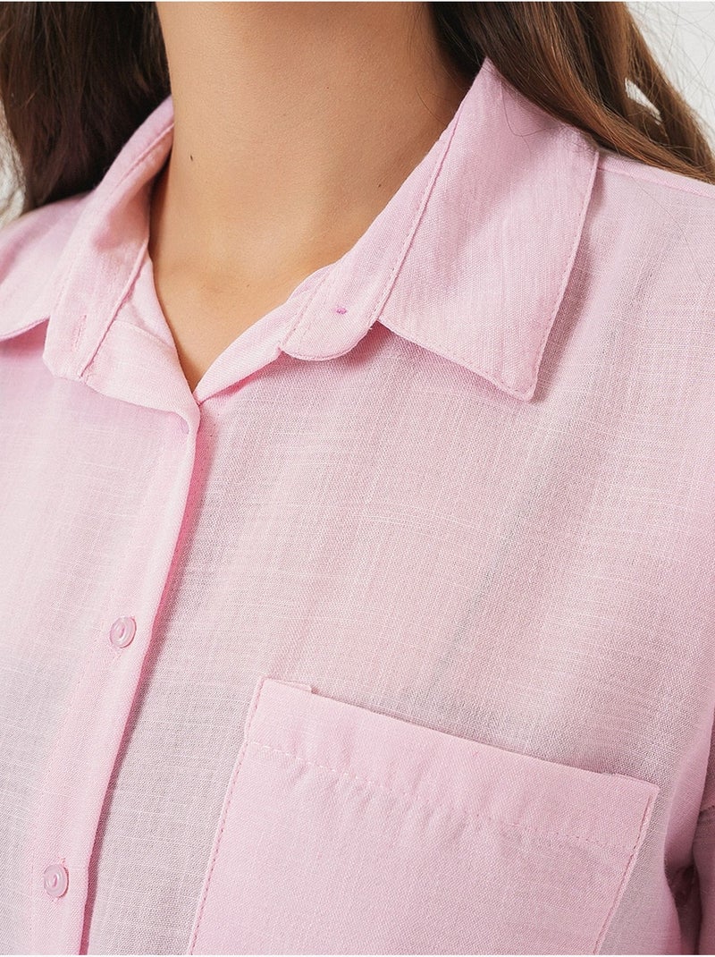Camicia overshirt in misto lino con chiusura a bottoni bdart Rosa confetto - Kiabi