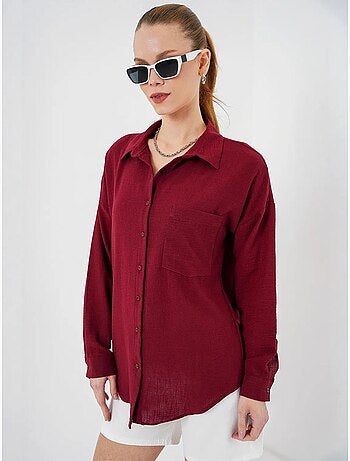 Camicia overshirt in misto lino con chiusura a bottoni bdart