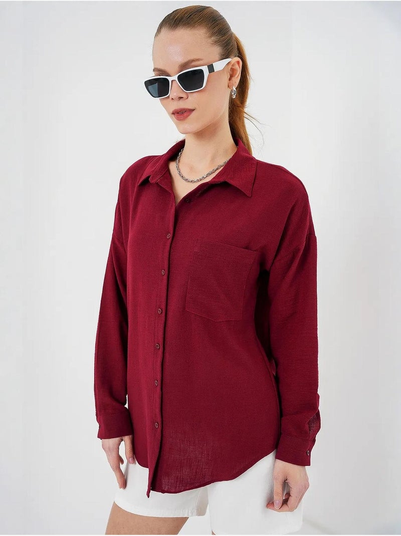 Camicia overshirt in misto lino con chiusura a bottoni bdart Rosso bordeaux - Kiabi